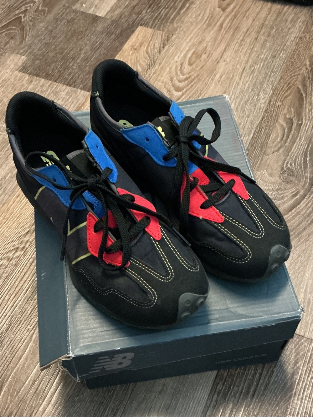 New Balance Kids Black Red Blue Casual Sneakers